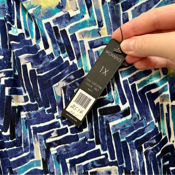 Nic+Zoe Womens 1X Blue‎ Abstract Print Sleeveless Knit Midi Dress - Picture 7 of 7